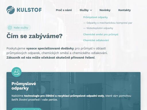 poskytujeme vysoce specializované dodávky pro průmysl v oblasti průmyslových odparek, chemických směsí a chemického odlakování.