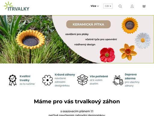 rozkvetlé trvalkové záhony pečlivě navržené zahradní designérkou. osazovací plán v životní velikosti, kvalitní trvalky i hnojivo dorazí až k vám domů.