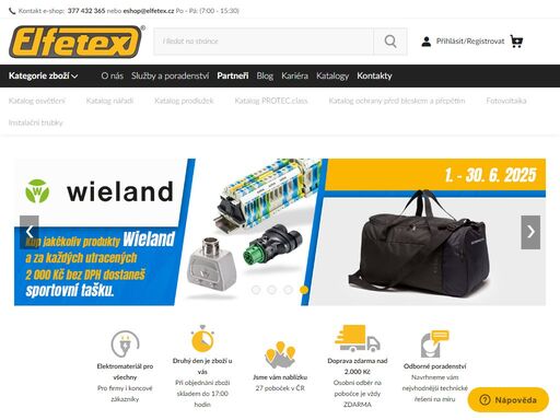 ?? pobočky po celé čr ?? 400 000 produktů v nabídce ?? e-shop nejen pro velkoobchodní zákazníky ?? široký výběr elektroinstalačního materiálu a svítidel pro domovní a průmyslové elektroinstalace ??