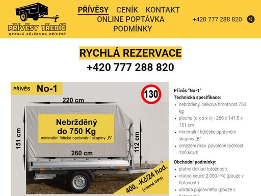rychlá půjčovna přívěsů v třebíči. dlouhá otevírací doba od pondělí do neděle. servisované vozíky. nízká kauce. půjčte si přívěs ještě dnes pohodlně přes náš objednávkový formulář.