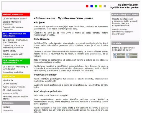webové prezentace, seo - optimalizace pro vyhledávače, sem - marketing ve vyhledávačích, statické internetové prezentace, dynamické internetové prezentace, texty pro internetové prezentace, marketing ve vyhledávačích, zpětné odkazy, internetový marketing, search engine optimalization, search engine marketing, cool url