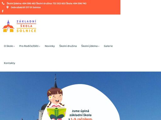 494 596 482, 731 224 314, 739 079 095 jidelna@zssolnice.cz objednání obědů jídelníček žákovský web školní družina 27učitelů103let zkušeností375zapsaných žáků17tříd celkem nově přidané příspěvkyseznamte se s našimi novinkami5 února, 20250 commentbeseda se záchranářkami 1. stupeňvíce 3 února, 20250 commentakce na únorvíce 2 února, 20250 commentpyžamový den 1.bvíce šablony - op jak (probíhá)kombinuje témata: osobnostně profesní