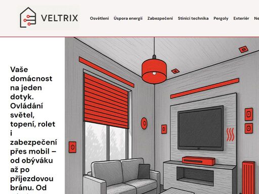 veltrix – odborník na chytré domácnosti. ovládejte světla, topení, žaluzie i zabezpečení z mobilu. od návrhu po montáž – vše pod jednou střechou.