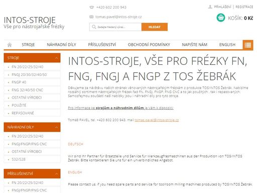 intos-stroje, vše pro frézky fn, fng, fngj a fngp z tos žebrák, intos-stroje