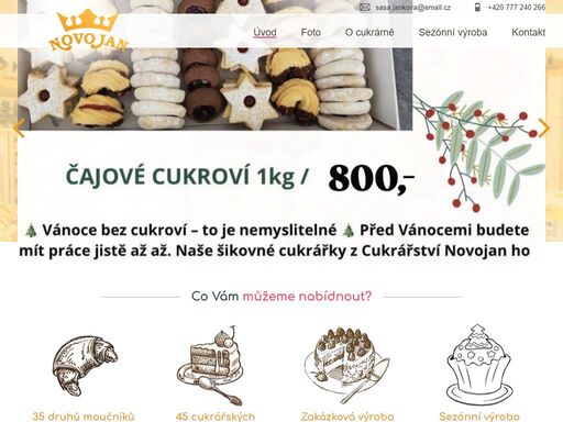 cukrarstvi, cukrářství, novojan naše cukrářství v čebíně dodává do obchodní sítě široký sortiment výrobků z jemného pečiva a cukrářských výrobků. standardní denní sortiment představuje 35 druhů výrobků z kynutého těsta a 45 druhů cukrářských výrobků. více na novojan.cz.