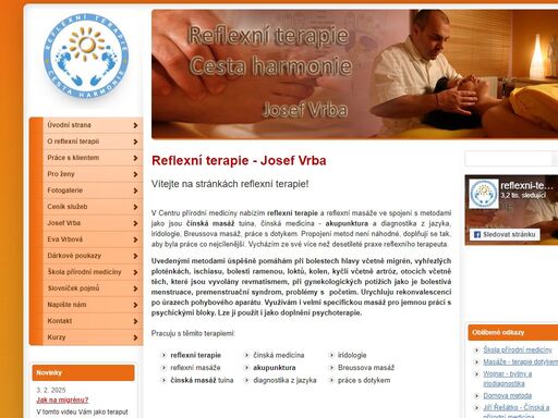 reflexní terapie a reflexní masáže ve spojení s metodami jako jsou čínská masáž tuina, čínská medicína - akupunktura a diagnostika z jazyka, iridologie, breussova masáž, práce s dotykem. pořádáme kurzy reflexní terapie.