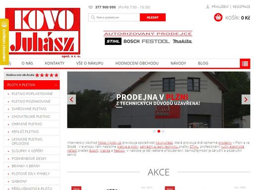 nabízíme pletivo za nejnižší ceny. ? prodáváme značky stihl, bosch, makita a festool. ? rádi vám poradíme na pobočkách ve stodě a plzni.