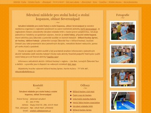 sdružení mládeže pro stolní hokej a stolní kopanou, oblast severozápad - základní informace, kontakty, fotografie