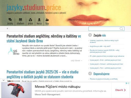 magazín o jazykovém vzdělávání, studiu, překladech, tlumočení a práci v zahraničí