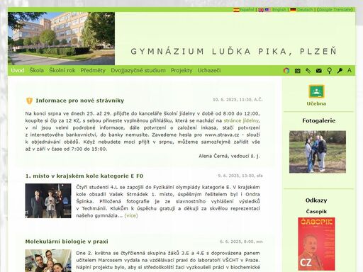 gymnázium luďka pika,plzeň -- úvodní stránka