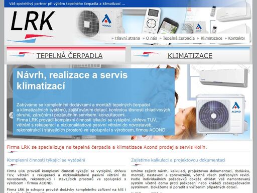 prodej, montáž a servis tepelných čerpadel a klimatizací acond, kolín vč. zajišťování dotací a kontrolou těsnosti chladivových okruhů.