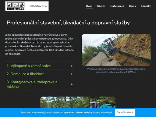 profesionální stavební, likvidační a dopravní služby
