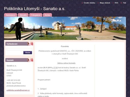 poliklinika litomyšl, sanatio a.s., oční ambulance