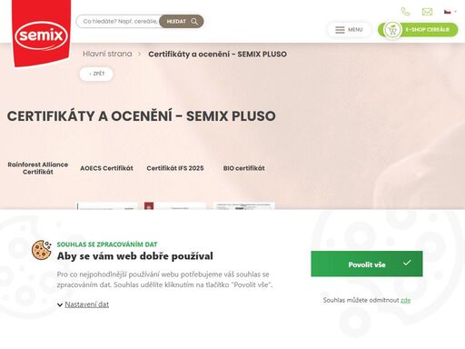 česká potravinářská firma semix pluso ?? vyrábí směsi pro pekaře a cukráře, premixy pro mlékárenské provozy a široký sortiment celozrnných cereálií, jako např. müsli srdíčka, celozrnné lupínky a instantní kaše. své produkty vyváží do 40 zemí světa.