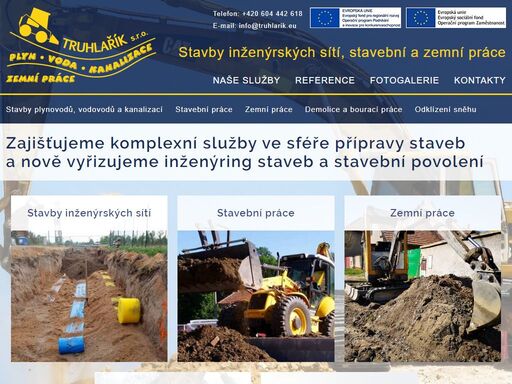 stavby plynovodů, vodovodů a kanalizací, stavební a zemní práce, demolice a bourací práce
