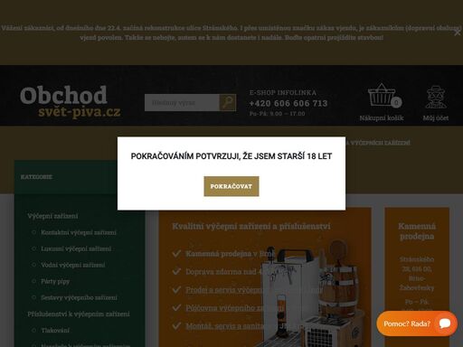 obchod s výčepními zařízeními, pivní kosmetikou a sběratelskými předměty s pivní tématikou.