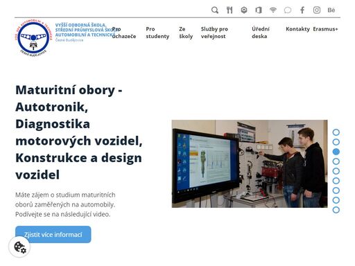 škola je členěna na vyšší odbornou školu, střední průmyslovou školu a střední odborné učiliště.
