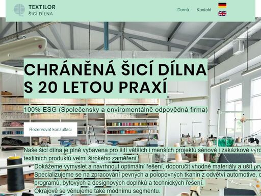 šicí dílna textilor s 20 letou praxí je plně vybavena pro šití větších i menších projektů sériové i zakázkové výroby textilních produktů velmi širokého zaměření.
