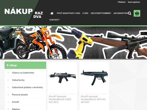 on-line prodej: vzduchovky, kuše, luky, dětské čtyřkolky, minicross, pitbike, nd, nářadí, motokola, elektrokoloběžky