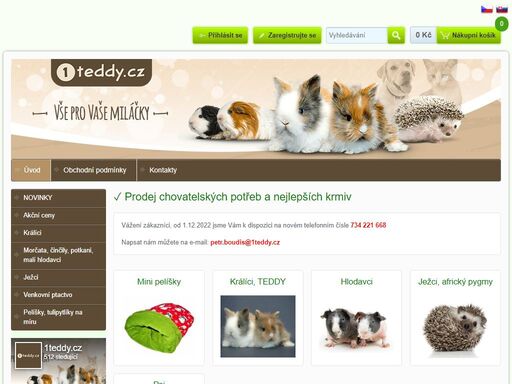 široká nabídka chovatelských potřeb a krmiv | eshop 1teddy ? vše pro králíky, morčata, ježky | u nás si zaručeně vyberete. objevte také naše akční ceny »