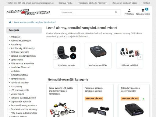 kvalitní a levné alarmy, dálkové ovládání, led denní svícení, antiradary, parkovací senzory, gps lokátor. alarmtuning on-line prodej doplňků do auta ...