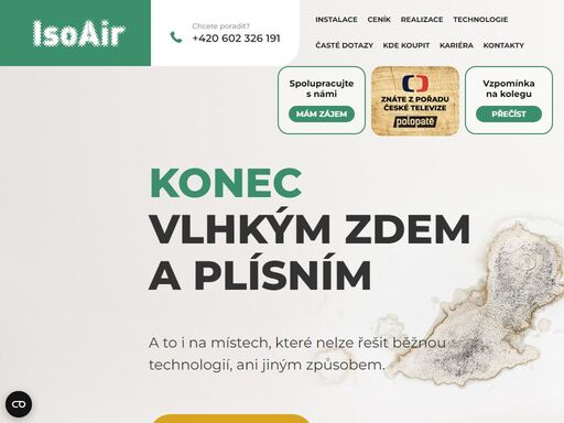zbavte se vlhkosti ze zdi navždy. isoair je moderní technologie pro odvětrání a vysušení vlhkého vnitřního zdiva. v bytech, sklepech i dalších místech.