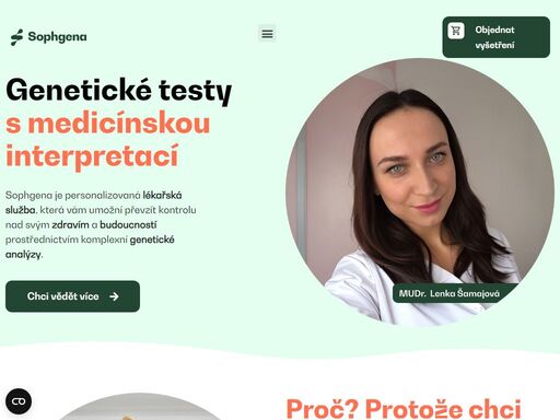 sophgena je komplexní služba personalizované medicíny, která prostřednictvím genetické analýzy umožňuje vzít si váš osud a zdraví do vlastních rukou.