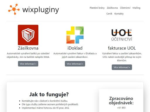 pluginy pro wix. propojení s idokladem, pohodou, platebními bránami comgate, gopay, pays, čsob. platby kartou, účetnictví uol.