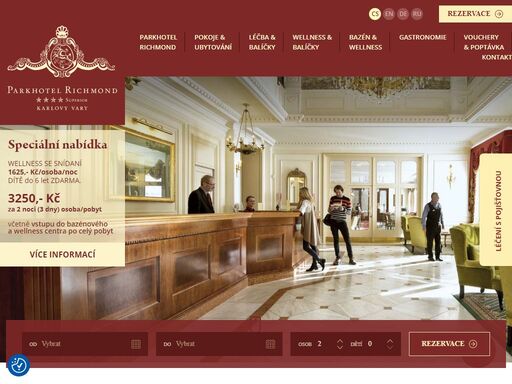 nezapomenutelná atmosféra karlových varů a jedinečné ubytování v neoklasicistní budově na okraji lázní, to je parkhotel richmond v karlových varech.