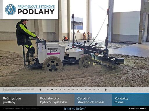 průmyslové podlahy, am-podlahy, lité betonové podlahy, drátkobetony, podlahy pro bytovou výstavbu, čerpání stavebních směsí