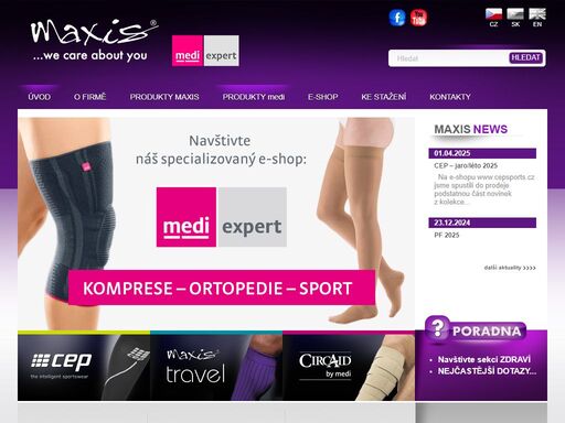 maxis se specializuje na výrobu zdravotních kompresivních punčoch, ortopedických bandáží a pažních návleků. sortiment doplňují zdravotní podpůrné punčochy.