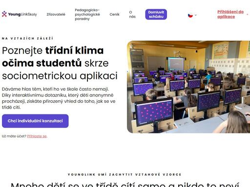 sociometrická aplikace younglink pomáhá odhalit dynamiku třídního klima na základních a středních školách za pomocí interaktivního scénáře.