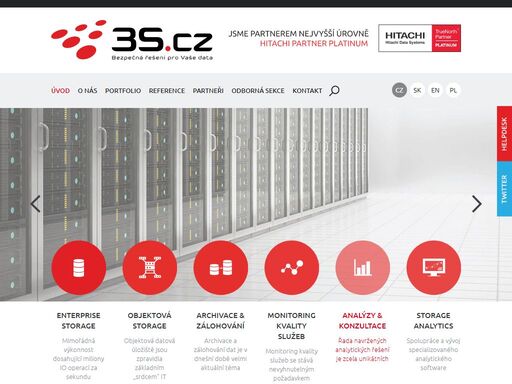 specializace společnosti 3s.cz, s.r.o. zahrnuje širokou oblast storage řešení – počínaje primárním úložištěm, virtualizací, zálohováním a archivací dat po management software.