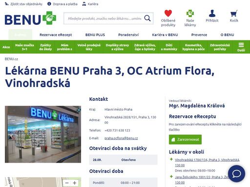 ?otevřeno každý den, pohodlné parkování a bezbariérový přístup. zaměření na dětský sortiment, geriatrickou a zubní péči, dermokosmetika, speciální výživu.?