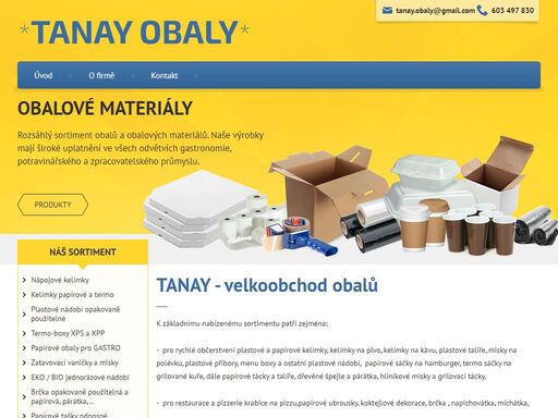 tanay obaly -  dovozce, výrobce a distributor širokého sortimentu obalů, obalových materiálů, obalové techniky a doplňkového spotřebního zboží.