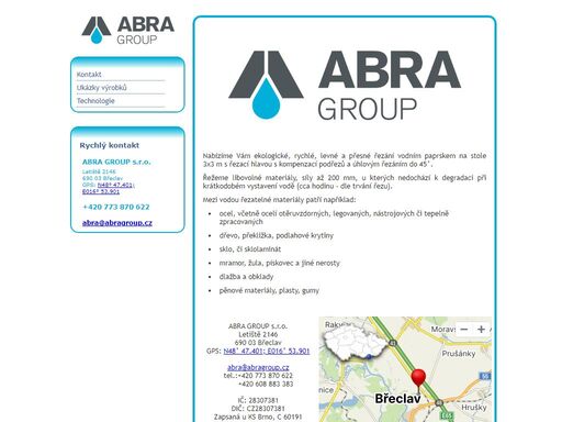 kontakt | abra group - dělení vodním paprskem
