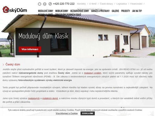 jsv-reko-stav a.s. . nabízí modulové a mobilní nízkoenergetické domy pod značkou český dům. modulový systém splňuje energetickou náročnost.