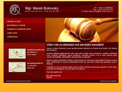 advokátní kancelář právníka mgr. marka bukovského poskytuje právní služby ve vsetíně a zlíně.