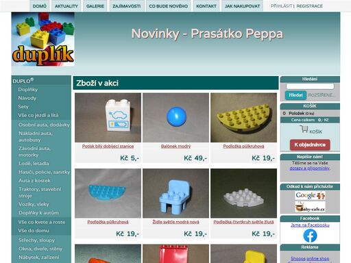 internetový obchod a bazar duplík.cz nabízí zajímavé a neobvyklé figurky a kostičky ke stavebnici lego duplo.