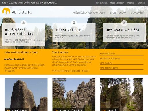 turistické informace z adršpachu, adršpašsko-teplických skal a broumovska