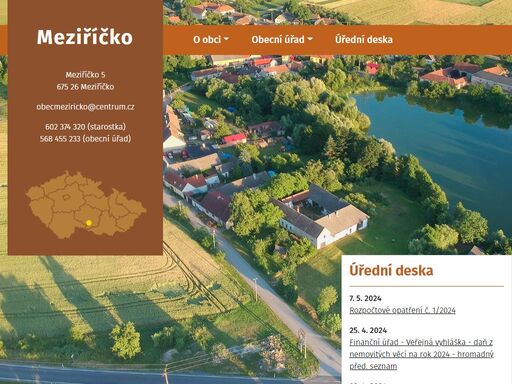 oficiální webové stránky obce meziříčko, kraj vysočina.