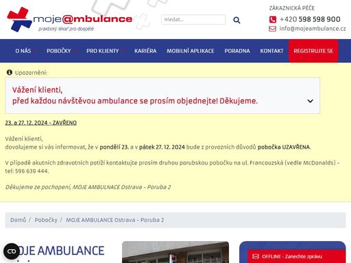 moje ambulance – největší síť ordinací praktických lékařů pro dospělé v čr. 12hodinová ordinační doba, online registrace i objednávka, hrazeno ze zp. 