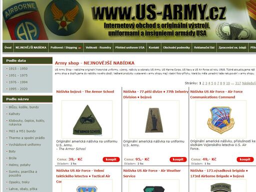 army shop - v army shopu naleznete originální výstroj, uniformy, nášivky, odznaky a vyznamení us army, us marines, us navy a us air force 1915-2010