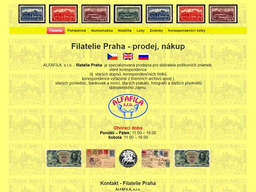specializovaná prodejna pro sběratele poštovních známek - filatelie praha