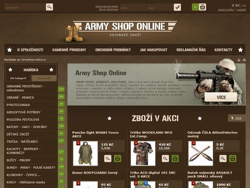 army airsoft shop nabízí armádní zboží, doplňky pro outdoor, airsoft, paintball, turistiku, myslivost, vojenství
