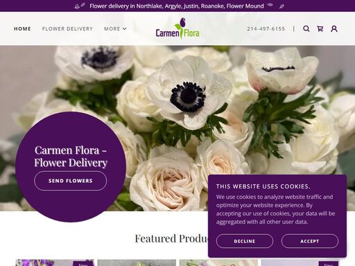 send beautiful bouquets and flower arrangements with carmen flora. we offer flower delivery in argyle, northlake, justin, roanoke, and surrounding areas. 
