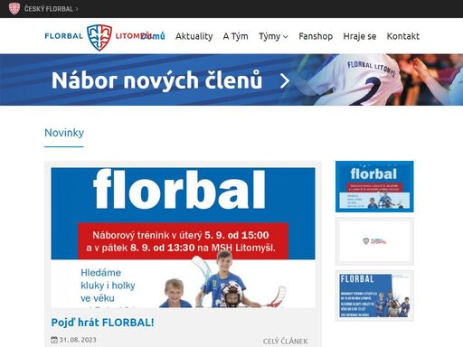oficiální webová stránka klubu florbal litomyšl