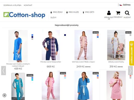 cotton-shop nabízí spodní a noční prádlo i volnočasové oblečení pro ženy, muže i děti. prodává také noční košile, pyžama a župany. vybere si každý!