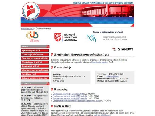 web brněnského tělovýchovného sdružení.