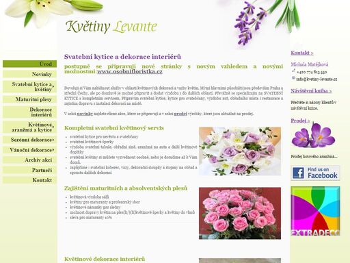 profesionální služby v oblasti vázání svatebních kytic, realizace květinových dekorací a vazby květin na zakázku.